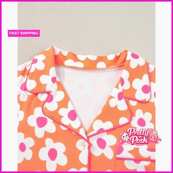 Polyester Elastane Short Sleeve Button Down Pajama Set - Picture 6 of 7